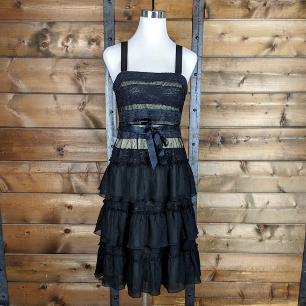 Michael Kors Black Lace Tiered Dress - 8